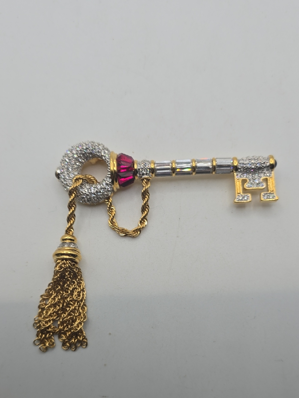 Swarovski Skeleton Key Tassel Brooch